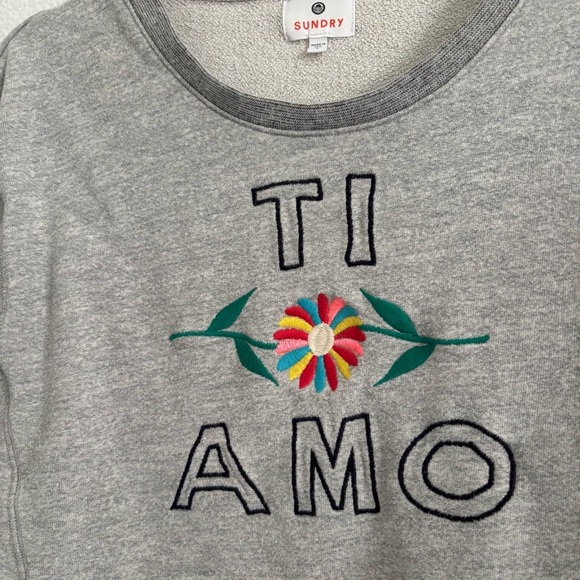 Sundry Women's Size 1 (Small) Heather Gray Ti Amo Pullover Sweater - Picture 5 of 6